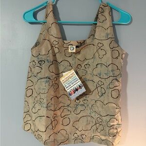 Cloud Patterned tank. 100% silk handmade in India.